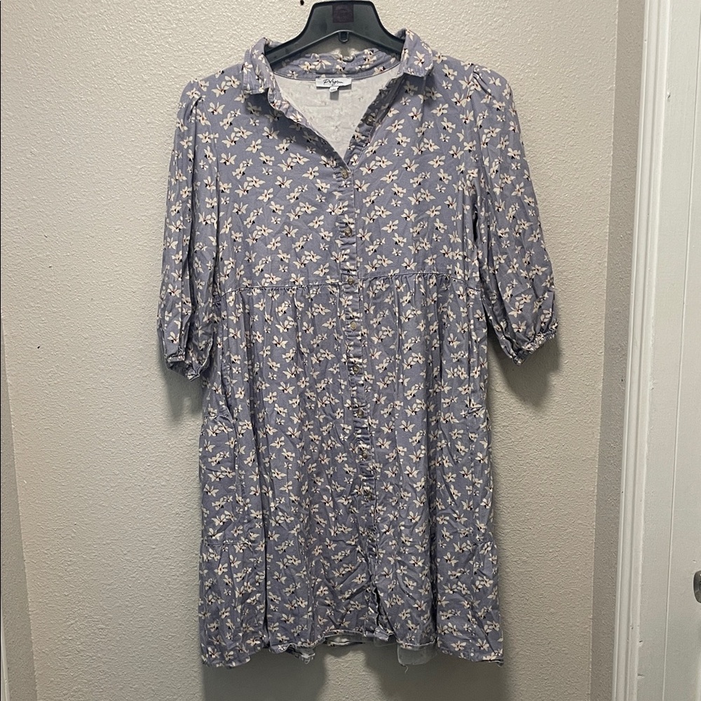 Palogram Floral Button-Up Dress With Pockets